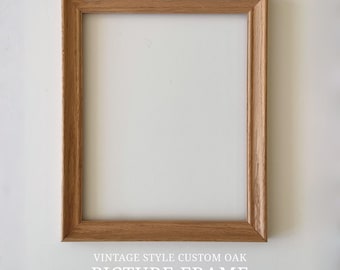 Solid Oak Custom Picture Frame: Vintage Style Hardwood Photo Frame
