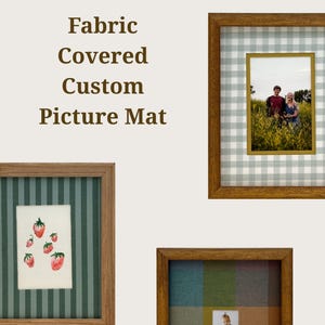 Handmade Fabric Photo Mat: Gingham or Striped 8x10 Picture Frame Mat