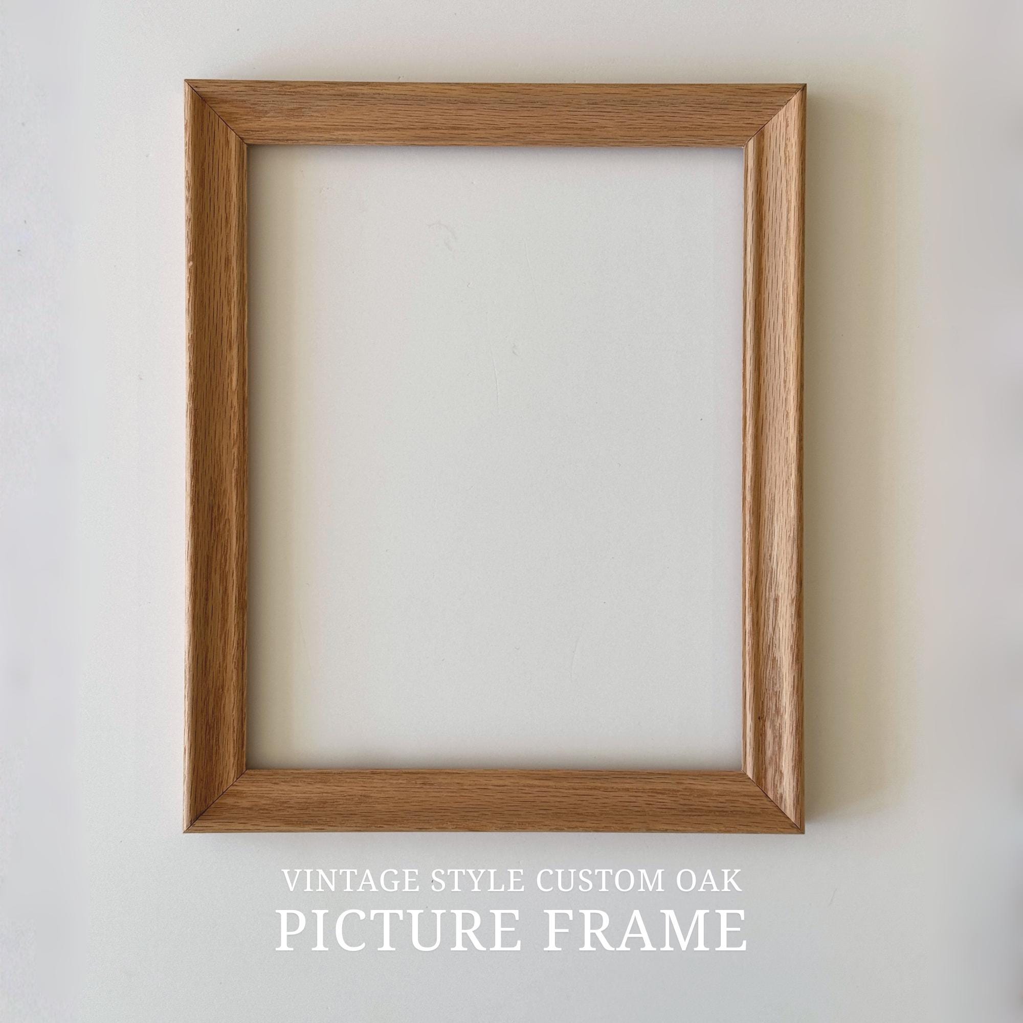 Solid Oak Custom Picture Frame: Vintage Style Hardwood Photo Frame