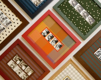 Custom Photo Booth Strip Frame — 8x10 Patterned Fabric-Wrapped Mat