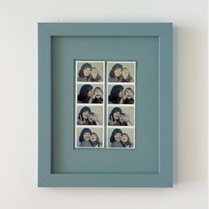Monochromatic frame for photobooth strips, one or two photo strips, vintage style photo strips film or digial 2x6 photostrips, custom opening for 8x10 frame, made in america
