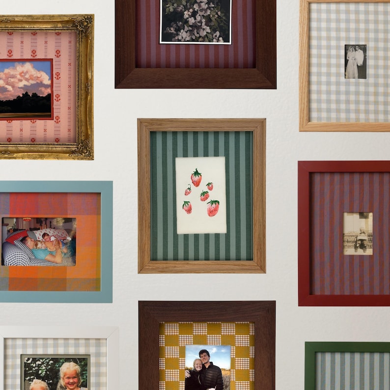 Custom Fabric Wrapped Photo Mat: Patterned 8x10 Picture Frame Mat image 2