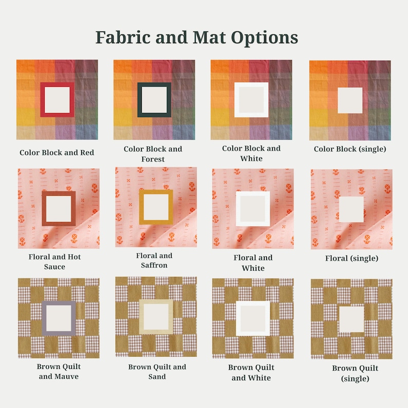 Custom Fabric Wrapped Photo Mat: Patterned 8x10 Picture Frame Mat image 12