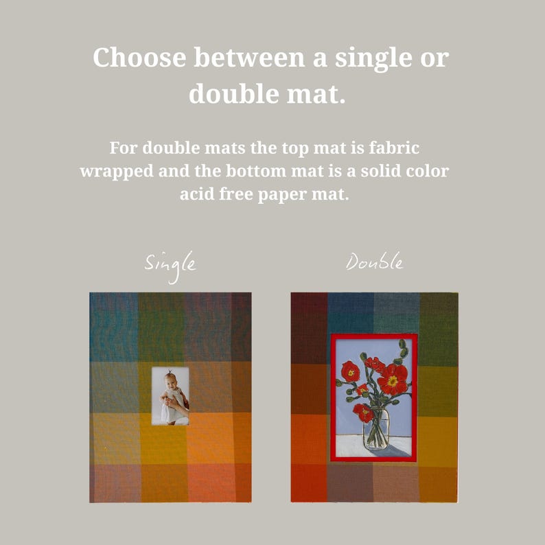 Custom Fabric Wrapped Photo Mat: Patterned 8x10 Picture Frame Mat image 8