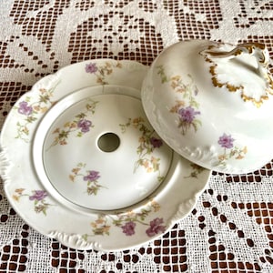 French Limoges Butter Dish French country décor cottagecore tableware gift for antique collector French dining dish Covered butter dish
