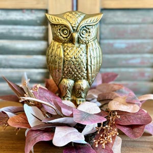 Brass Owl Figurine Solid Brass Vintage Brass Owl Mid Century Brass Owl Statue Heavy Brass Owl Brass Owl Paperweight Collectible