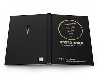Avra KeDavra Journal - Mystical Writing Notebook | Creation Through Sound | Black & Gold Spiritual Journal | Kabbalah Gifts