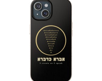 Biodegradable Jewish Mystic iPhone Case - Avra Kedavra - "I Create as I Speak" - Kabbalah Hebrew Triangle Phone Case - Kabbalistic Judaica