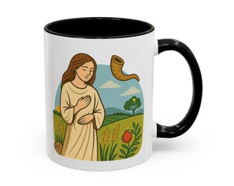 Kabbalah Virgo Zodiac Mug Mazal Betulah Elul Gift Astrology Coffee Mug with Poem and Jewish Symbolic Art | Birthday Judaica Gift