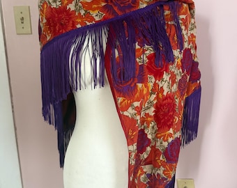 Boho Silk Floral Silk Shawl