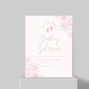 Pink Baby Shower Invitation | Elegant Pink Themed Digital Invite | Editable Canva Template | Printable Baby Shower Invite | Instant Download