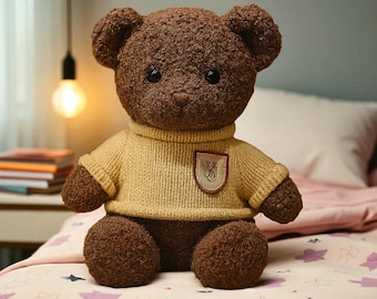 Teddy Bears in Knit Sweaters – Plush Brown & Tan Bears | Soft Stuffed Animal Gift | Nursery Decor | Cozy Gift for Kids or Loved Ones