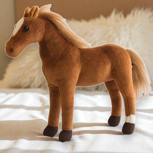 Handgemachtes braunes Pferd Plüschtier: Weiches Kuscheltier, Kinder Geschenk