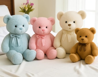 My First Teddy | Soft Plush Baby Gift | Newborn Keepsake | Baby Shower Present | Nursery Decor | Children Gift | pink brown white blue toys