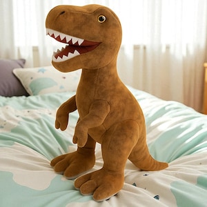 Green & Brown T-Rex Dinosaur Plush Toy: Jurassic Decor