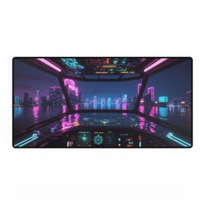 Futuristic Desk Mat: Cyberpunk Aesthetic, Office Decor, Gaming Mouse Pad, Computer Accessories, Unique Gift Idea