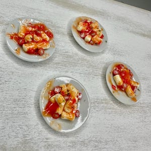Miniature Polymer Clay Dollhouse Gnocchi with Tomato Sauce 1:6 Scale