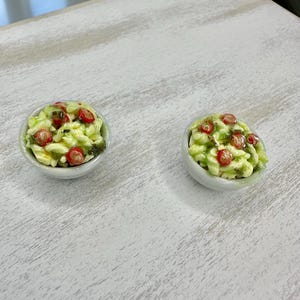Miniature Polymer Clay Dollhouse Pasta with Pesto Sauce and Tomatoes 1:6 Scale