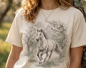 Apple Blossom Appaloosa Horse Shirt, Vintage Floral Horse Design, Country Western Tee
