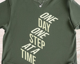 Camiseta motivacional para un nuevo comienzo, Un día, un paso, Camiseta moderna con mentalidad de crecimiento