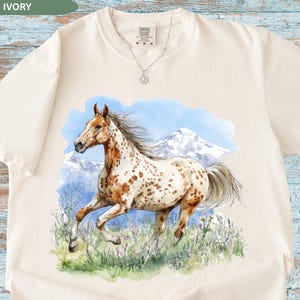 Spring Appaloosa Horse Tee, Running Horse Shirt, Cowgirl Crewneck, Cozy Equestrian Gift