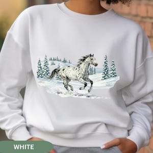 Winter Appaloosa Horse Sweatshirt, Horse in Snow Tee, Cozy Equestrian Gift
