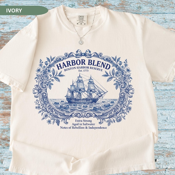 Vintage Blue Toile Tea Party Shirt, 4th of July T-Shirt, 250th Anniversary USA Patriotic Shirt