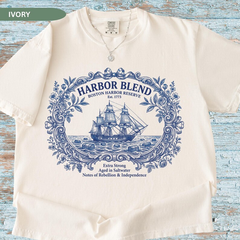 Vintage Blue Toile Tea Party Shirt, 4th of July T-Shirt, 250th Anniversary USA Patriotic Shirt