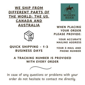 Może przedstawiać: Białe tło z tekstem: &bdquo;WYSYŁAMY Z R&Oacute;ŻNYCH CZĘŚCI ŚWIATA: USA, KANADY I AUSTRALII&rdquo;. Zawiera r&oacute;wnież logo i tekst: &bdquo;THE MODERN RIDER&rdquo;. Dodatkowy tekst: &bdquo;SZYBKA WYSYŁKA - 1-3 DNI ROBOCZE&rdquo;.