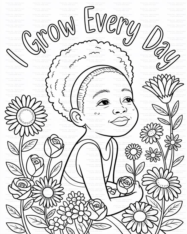 Black Girl Affirmation Coloring Pages for Kids & Teens | Confidence ...