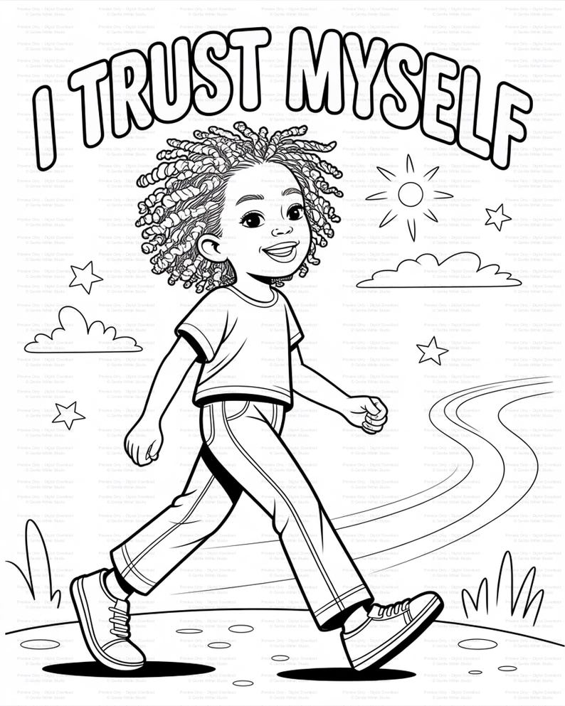 Black Girl Affirmation Coloring Pages for Kids & Teens | Confidence ...
