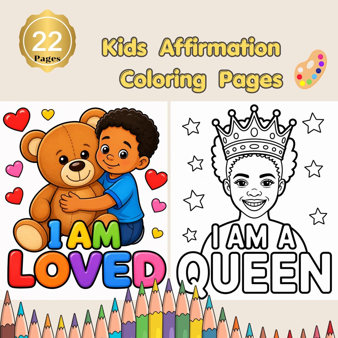 Black Girl Affirmation Coloring Pages, Kids Self Love Printable ...