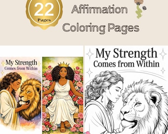 Black Girl Tarot Ausmalbilder - Selbstliebe & Solt Affirmation zum Ausdrucken