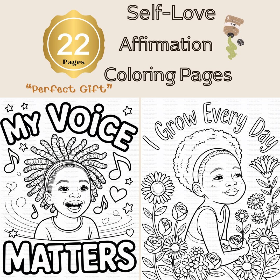 Black Girl Affirmation Coloring Pages for Kids & Teens | Confidence ...