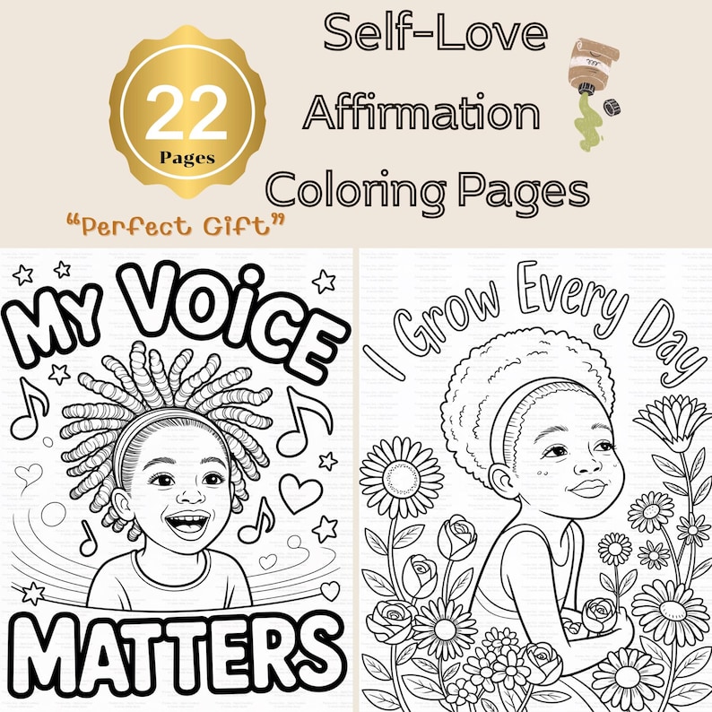 Black Girl Affirmation Coloring Pages for Kids & Teens | Confidence ...