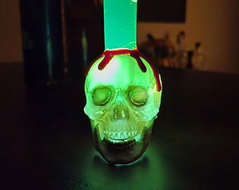 Light Up Skull Shot Glass: Neon Gothic Halloween Barware