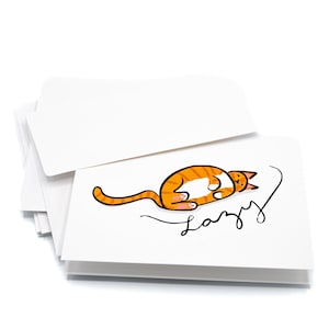 Conjunto de tarjetas de notas de gato perezoso, tarjeta en blanco, sobres incluidos