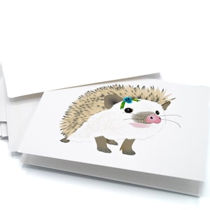 Conjunto de tarjetas de notas de erizo, tarjetas en blanco, sobres incluidos
