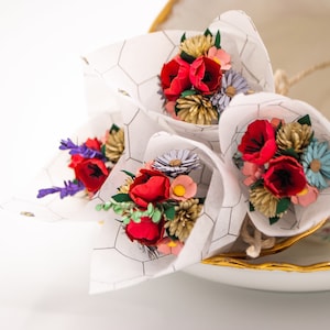 Mini bouquet di fiori di carta, decorazione regalo, ricordo