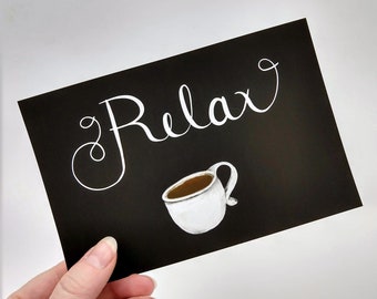 Relax with Tea, Art Print, Postcard