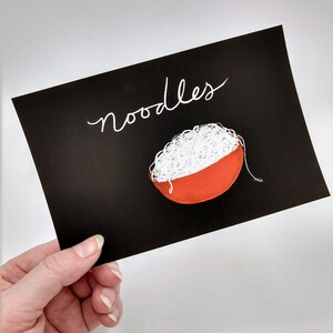 Tigela de macarrão, impressão artística, cartão postal
