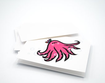 Octopus Note Card Set, Blank Cards, Envelopes Included