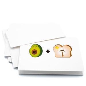 Juego de tarjetas de notas tostadas de aguacate, tarjetas en blanco, sobres incluidos