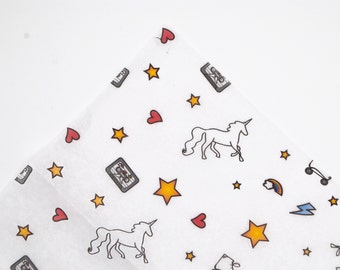 Papier de soie Unicorn des années 80, 100 % recyclé, lot de 5 feuilles