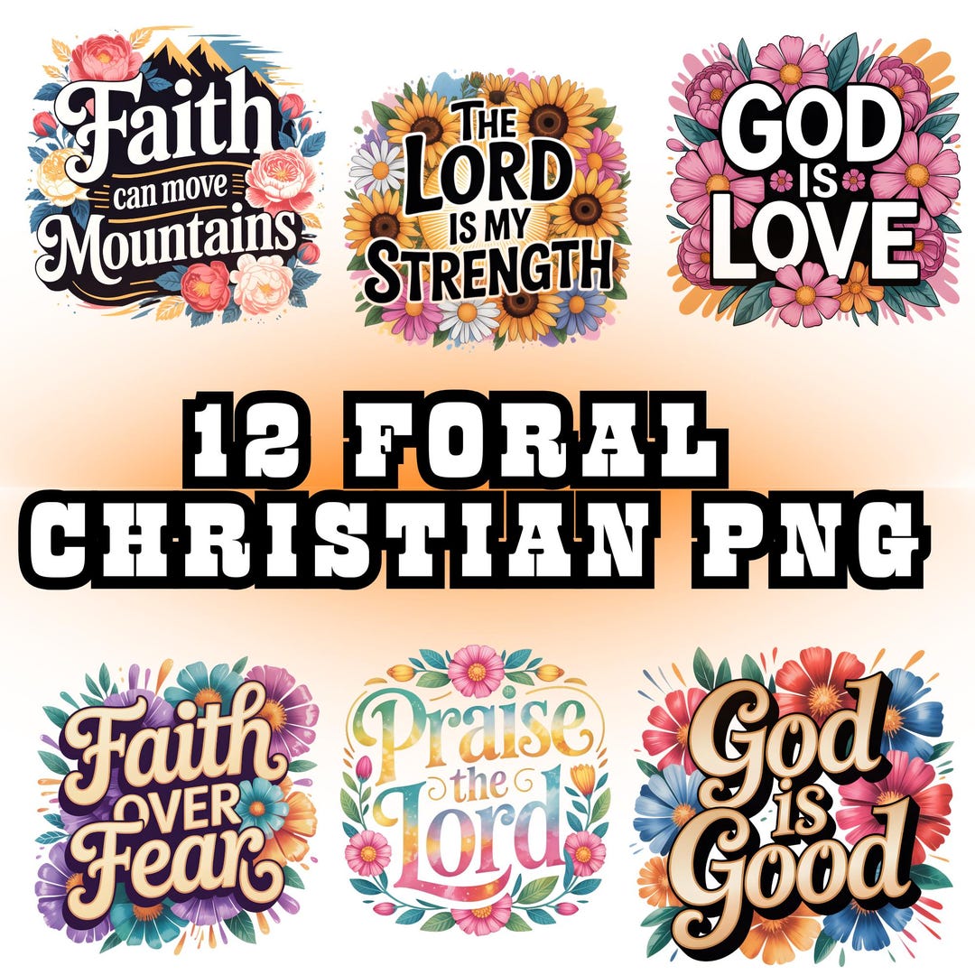Floral Christian PNG Bundle | Bible Verse Watercolor Clipart (digital ...