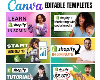 YouTube Thumbnail Templates #2 | 15 Editable Canva Templates | YouTube Template Bundle | Instant Downloads | Branding Kit