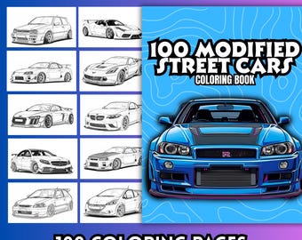 Modified Street Cars Coloring Book | JDM, German, American (PDF, JPG)