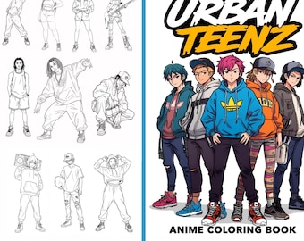 Anime Coloring Book | 90 Urban Teenz Pages (Digital Product)