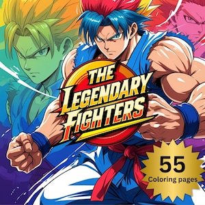 The Legendary Fighters Anime Coloring Pages for Adults and Kids | Anime Coloring Book | | Digital Product | JPG