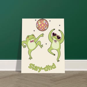 Stampa artistica da parete Slay-DHD / Poster con citazione divertente sull'ADHD / Decorazione per la salute mentale / Stampa con tipografia audace / Decorazione da parete per camera da letto di ragazze adolescenti